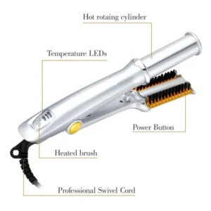 PROFESSIONAL HAIR STRAIGHTENING IRON CURLING IRON STRAIGHTENER CURLER STYLER 3 IN 1 MULTI HAIR STYLING TOOL FLAT IRON WITH BRUSH - Image 3