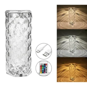 16 Colors Diamond Rose Crystal Touch Lamp Bedside Acrylic Usb Rechargeable Table Lamp - With Remote - Image 5