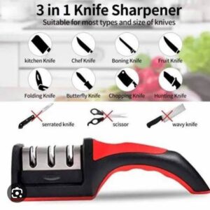 3 in 1 Manual Knife Sharpening Kitchen Accessories Manual Stainless Steel 3 Stage Kitchen Handheld Knife Sharpener - Image 1