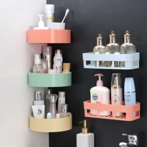Stick On Corner Triangle Rack Bathroom Shelf (random color ) - Image 4