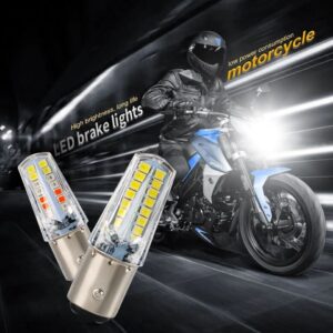 Pack of 2 ? Headlight & Backlight Bulb | Yellow/White Beam + Red/Blue Flasher | Universal for All Bikes - Image 3