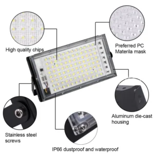 50W Led Flood Light IP65 Waterproof Outdoor Garden Yard Floodlight Spotlight - 50 LED - Image 5