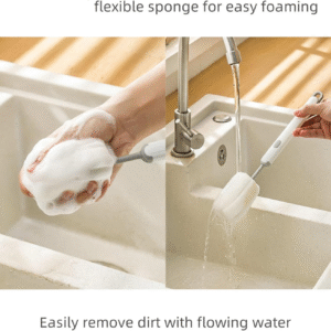 Long Handle Cup Cleaner Brush - Sponge Bottle Cleaner Brush for Cups, Water Bottles ( Random Color) - Image 3