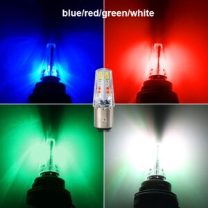 Pack of 2 ? Headlight & Backlight Bulb | Yellow/White Beam + Red/Blue Flasher | Universal for All Bikes - Image 1