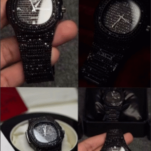 NEW Watch Collection Black Stone / Blacked Iced Out Stain-Less Steel Chain Watch For Mens Fashion (Black Without Box) - Image 3