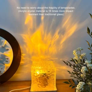 Dynamic Rotating Water Ripple Night Light 3 Colors Flame Crystal Lamp for Living Room Study Bedroom (No remote  Attached USB cable) - Image 2