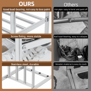 6 Layers Stainless Steel Shoe Rack - Adjustable shoe organizer for living room, bedroom, porch, hallway, shoe storage, fashion - Image 4