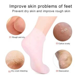 01 Pair - Silicone Foot Care Socks Anti Cracking Moisturizing Gel Socks Cracked Dead Skin Remove Protector -?Silicone Socks And Gloves For Moisturizing Hands And Feet - Image 3