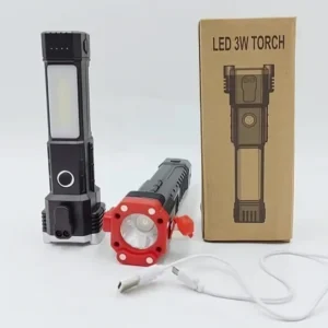 High-power Led Torch Light Rechargeable Flashlight And Multifunctional Tactical Hammer & Power Bank To Charge the Phone With Box (random Color) - Image 3