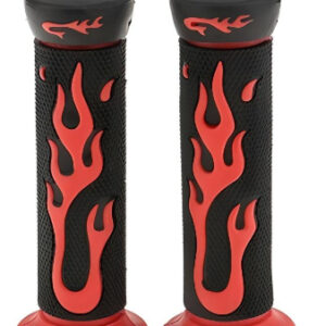 Universal Motorcycle Handlebar Grips 7/8" ? Skull Head Flame Rubber Hand Grips (Black/Blue, Black/Red) - Image 2