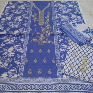 3 Pc Unstitched Lawn Suit (Replica) - Image 1