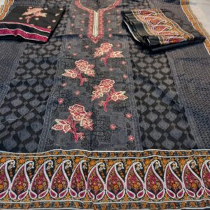3 Pc Unstitched Lawn Suit (Replica) - Image 1