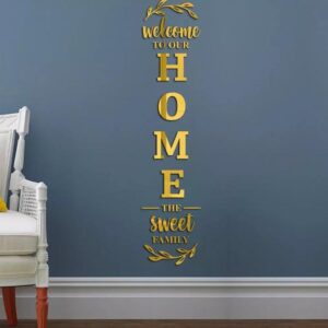 Welcome To Our Home The Sweet Family Mirror Quotes Wall Sticker Home Decor Living Room Acrylic Mirror Family Quotes Saying Decal (Size 150*33cm) - Image 3