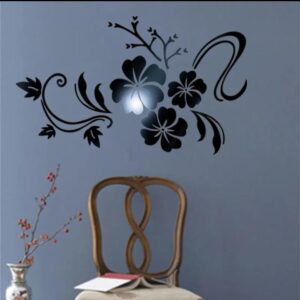Fashion Flower Vines Mirror Wall Stickers DIY Decoration 3D Bathroom Room (Size 780x600mm) - Image 1
