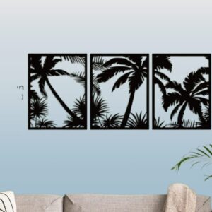 Wooden Palm Trees Wall Decoration (3pc Set) - Image 1
