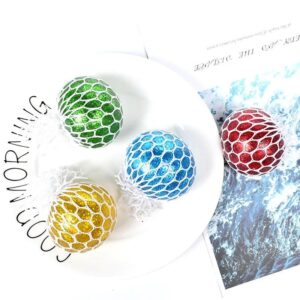 Fidget Squeeze Anti Stress Mesh Squishy Ball Squeeze Grape Ball (pack of 3)(random color) - Image 4