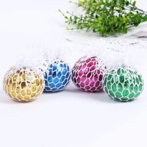 Fidget Squeeze Anti Stress Mesh Squishy Ball Squeeze Grape Ball (pack of 3)(random color) - Image 3
