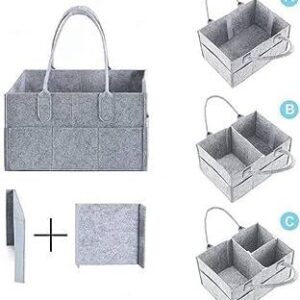 Foldable Baby Diaper Caddy Organizer - Portable Storage Basket - Essential Bag for Nursery, Changing Table and Car - Waterproof Liner Is Great for Storing Diapers, Bottles - Image 3