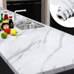 Self Adhesive White Marble Sheet for Kitchen - Anti Oil and Heat Resistant Wallpaper - Image 3