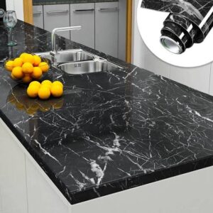 Self Adhesive Black Marble Sheet for Kitchen / Waterproof Anti Oil & Heat Resistant Wallpaper Sheet - Image 4