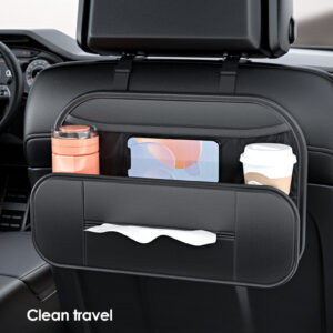 1pcs Leather Car Backseat Organizer With Tissue Bag Holder Car Back Seat Hanging Storage Bag Rear Row Water Cup Phone Pockets Travel | only 1 piece. - Image 4