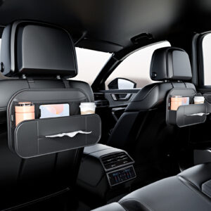 1pcs Leather Car Backseat Organizer With Tissue Bag Holder Car Back Seat Hanging Storage Bag Rear Row Water Cup Phone Pockets Travel | only 1 piece. - Image 1