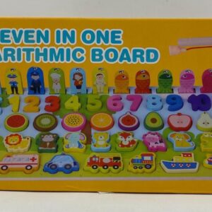 7-in-1 Logarithmic Board Educational Toy for Kids ? Montessori Wooden Learning Puzzle with Numbers, Shapes, Colors, Stacking Rings, and Counting Pegs - Image 2