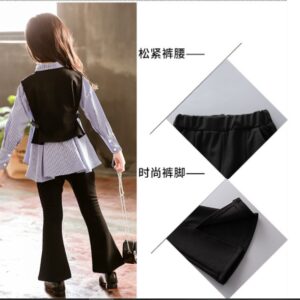 3 PCS SHIRT+VEST+PANT(COTTON) WINTER DRESS FOR GIRLS Colors: BLUE - Image 1