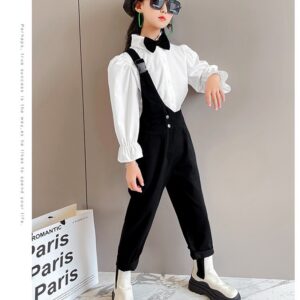 Girls Jumpsuits Single Strap with straight Trousers Colors: White - Image 3