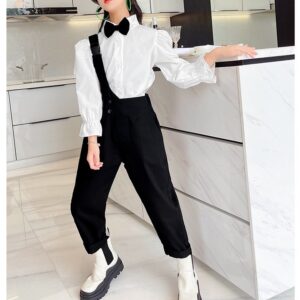 Girls Jumpsuits Single Strap with straight Trousers Colors: White - Image 4