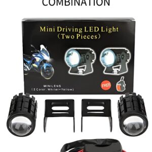 (2pcs) New Mini Driving Fog Light for All Motorcycle, Cars, Jeep(2pcs) Dual Function White-Yellow Lens Projectors Auxiliary Light 20w free button - Image 5