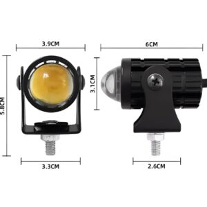 (2pcs) New Mini Driving Fog Light for All Motorcycle, Cars, Jeep(2pcs) Dual Function White-Yellow Lens Projectors Auxiliary Light 20w free button - Image 2
