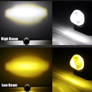 (2pcs) New Mini Driving Fog Light for All Motorcycle, Cars, Jeep(2pcs) Dual Function White-Yellow Lens Projectors Auxiliary Light 20w free button - Image 1