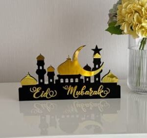 Eid Mubarak Desktop decorations MDF acrylic material (Golden color) - Image 1