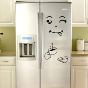 4 Different Funny Fridge Stickers Eating Drinking Smiley Face Wall Stickers For Dining Room Home Decoration Diy Vinyl Art Wall Decal Refrigerator Sticker - Image 3