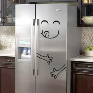 4 Different Funny Fridge Stickers Eating Drinking Smiley Face Wall Stickers For Dining Room Home Decoration Diy Vinyl Art Wall Decal Refrigerator Sticker - Image 2