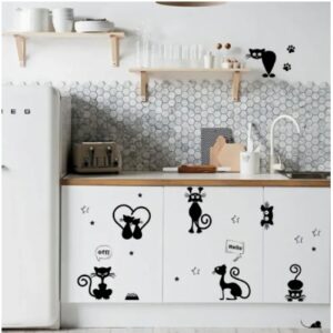 8 Pcs Cartoon Black Kitty Switch Sticker Home Decor Living Room - Image 3