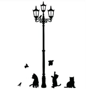 Ancient Lamp Cats And Birds Wall Sticker Cartoon Wall Mural Home Decor Room Kids Decals - Image 2