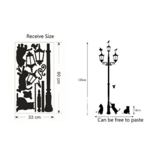 Ancient Lamp Cats And Birds Wall Sticker Cartoon Wall Mural Home Decor Room Kids Decals - Image 1