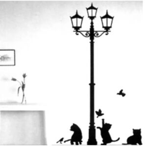Ancient Lamp Cats And Birds Wall Sticker Cartoon Wall Mural Home Decor Room Kids Decals - Image 3