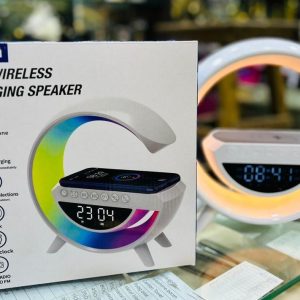 BT- 3401 Multi-functional LED Clock Display Speaker G Lamp | LED wireless charging speaker, G-shaped speaker light, Bluetooth Mp3 player, night light and alarm clock, for living room - Image 1