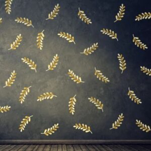 36 Shiny Golden Leaves Wall Sticker Decal For Living Room, Kitchen And Bedroom Home Decoration Item - Image 3