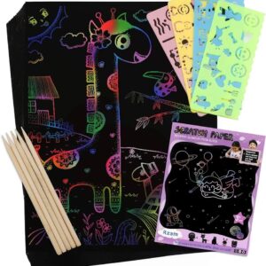 Creative Magic Color Rainbow Scratch Art Paper Imported multicolour scratch book,Rainbow Scratch Art for Kids Girls Boys, Black Scratch Paper - Image 5