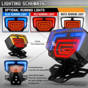 Motorcycles Bike Fancy Tail Light 70cc And 125cc LED Fancy Tail Light Stop Turn Signal with Scanning Dynamic Animation Breathing DRL - Image 5