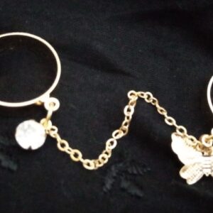 2 Finger Gold Butterfly rings | Trendy Butterfly pair rings set | Gold plated stainless steel | Adjustable size - Image 1