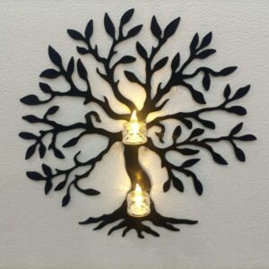 Tree Shaped Candle holder | Wooden Candle Light Holder | Wall Sticker, Wall Decoration - Image 1