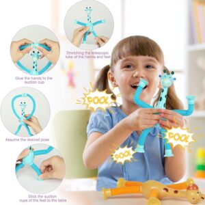 Giraffe Pop Tube Sensory Fidget Toy | Animal Pop Tubes Cartoon Giraffe Suction Cup Toys Kids | Stress Relief Squeeze Toys (Random colors & Animal) - Image 4
