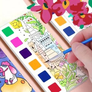 Watercolor Illustration Painting Book 12 Pages (Random Designs) - Image 1