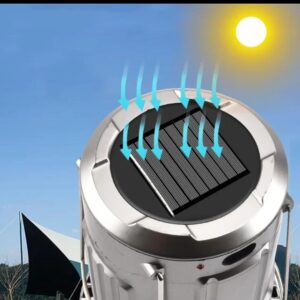 6 in 1 portable outdoor LED camping lantern with fan solar charge rechargeable light energy saving tent lamp flashlight - Image 5