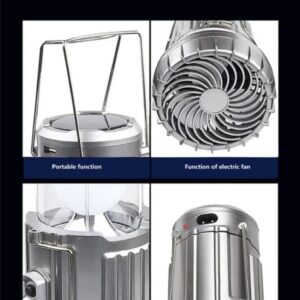 6 in 1 portable outdoor LED camping lantern with fan solar charge rechargeable light energy saving tent lamp flashlight - Image 3